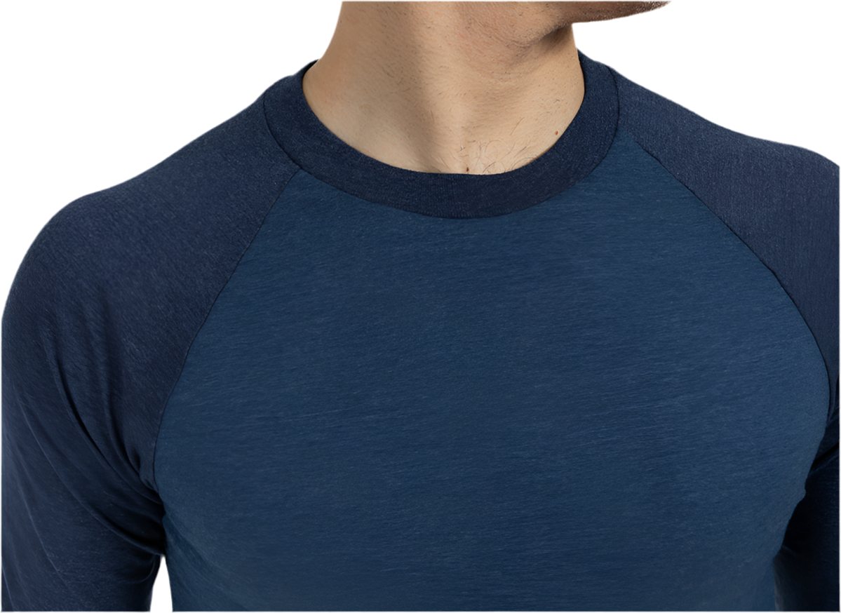 Tonal Blue Heather Contrast 3/4 Raglan Sleeve Baseball Tee