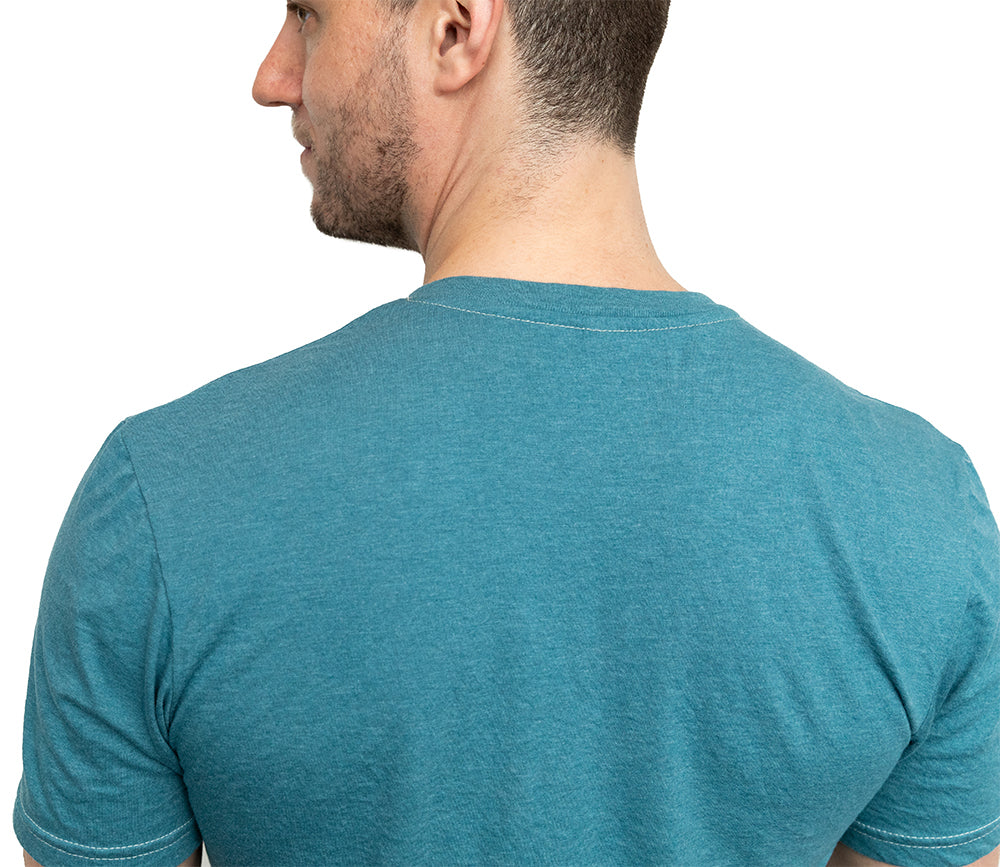 THE "SLUGGER" Short Sleeve Henley Tee in Teal Blue (SIZE S)