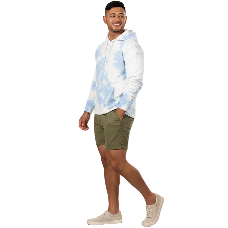 "Clouds in the Sky" Blue White Tie-Dyed Popover Hoodie