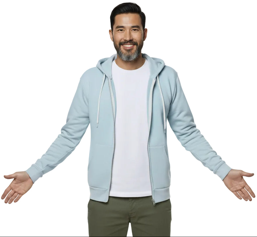 The "Starter" Full Zip 50/50 Hoodie in Arctic Blue