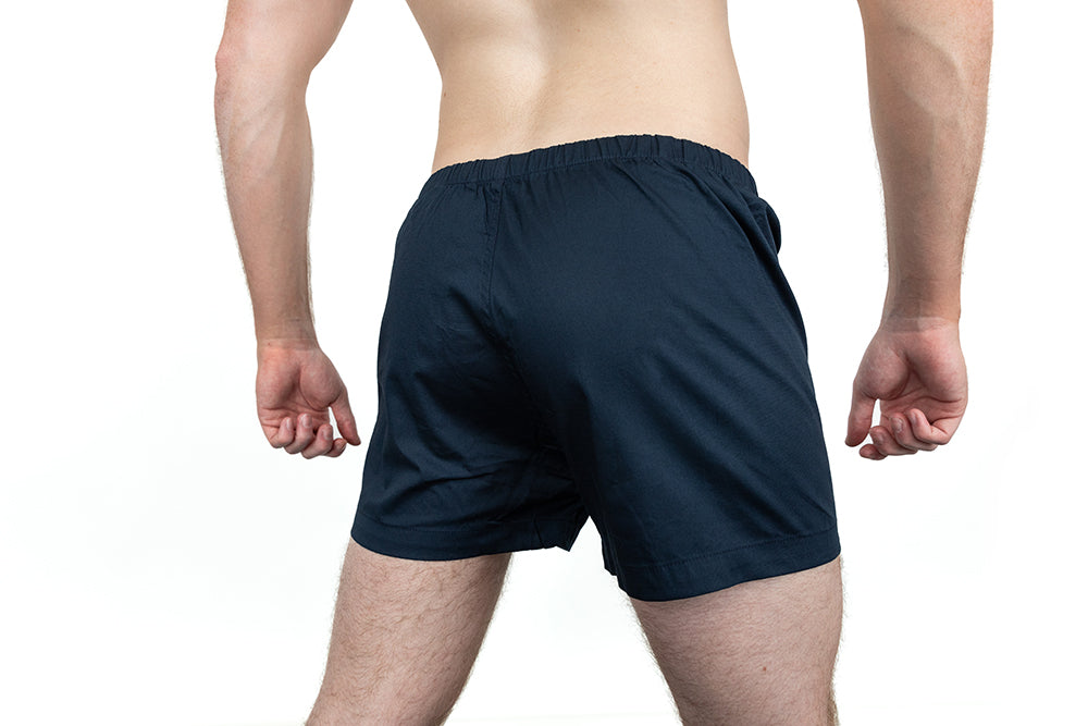 “BLADE" - Solid Navy Blue Slim-Cut Boxer Short - Made In USA
