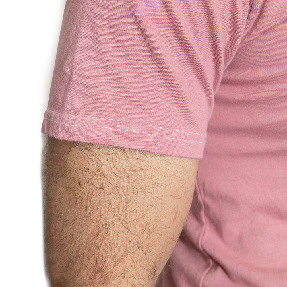 Sweet Pink Cotton V-Neck Short Sleeve Tee - Made In USA (SIZE S & L)