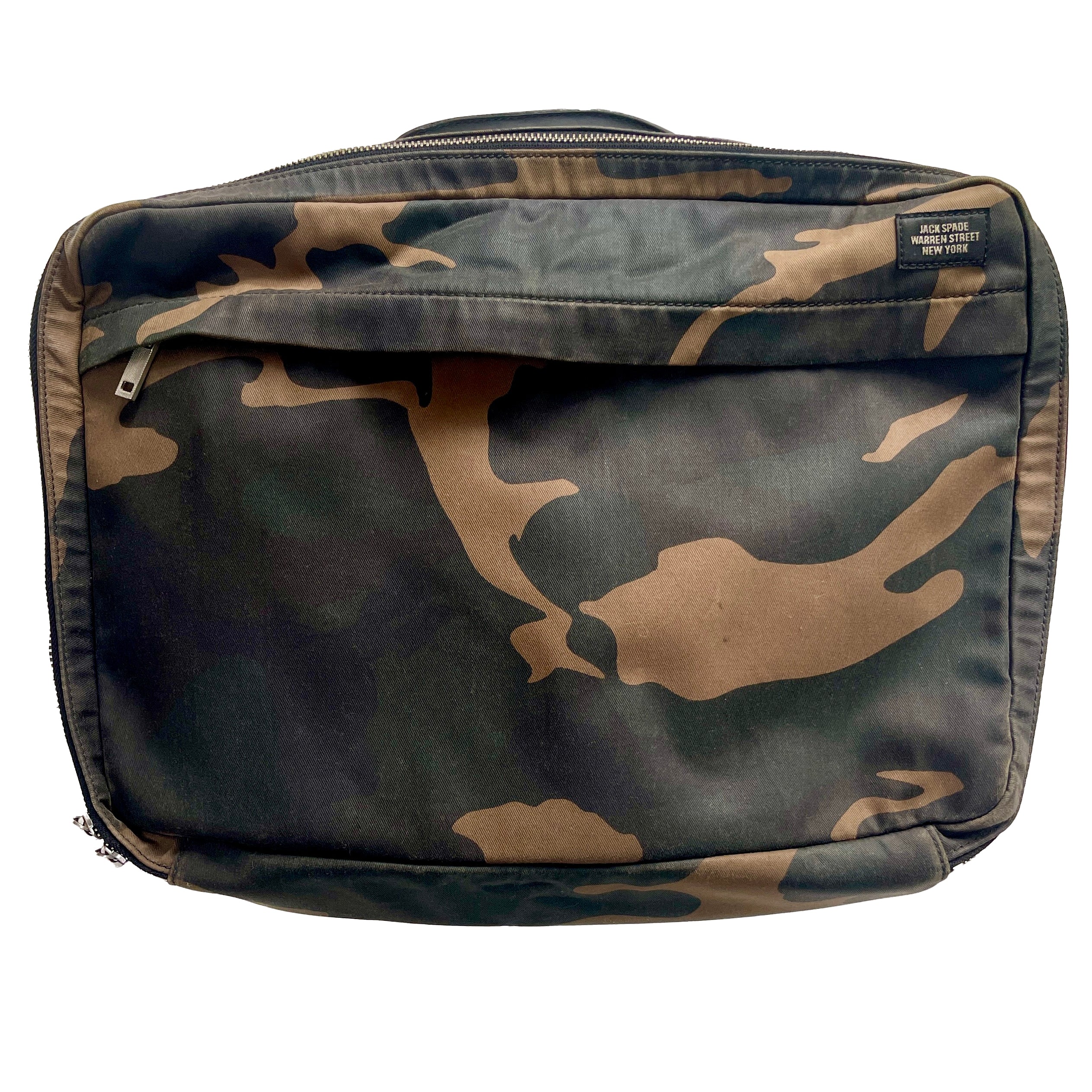 Jack Spade Camouflage & Leather Backpack / Briefcase Hybrid Bag