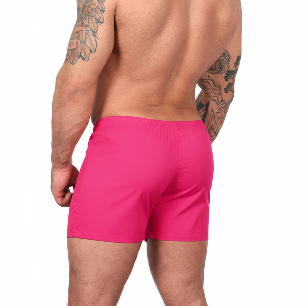 “HUNTER" - Solid Hot Fuchsia Pink Slim-Cut Boxer Short - Made In USA