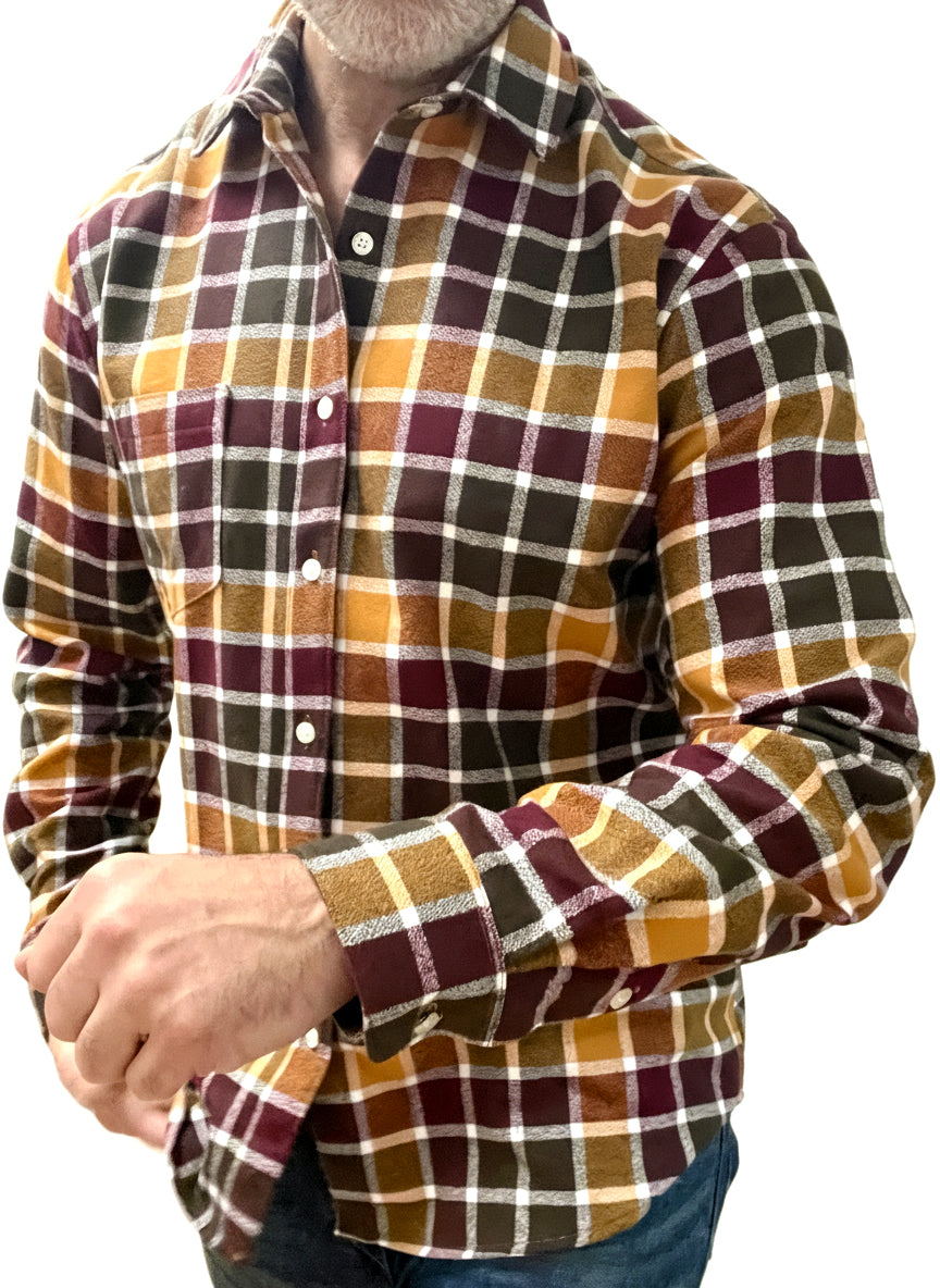 GIFT SET in Ginger, Burgundy & Olive: Flannel, Hat & Socks