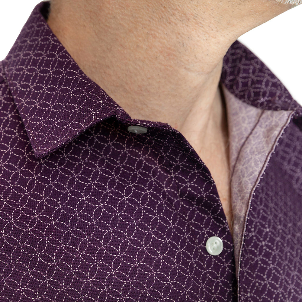 RUDOLPH Short Sleeve Shirt in Purple Japanese Floral Print