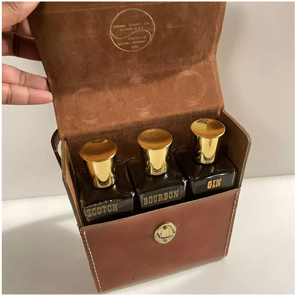 Vintage "Scotch, Bourbon & Gin" Travel Bar Set