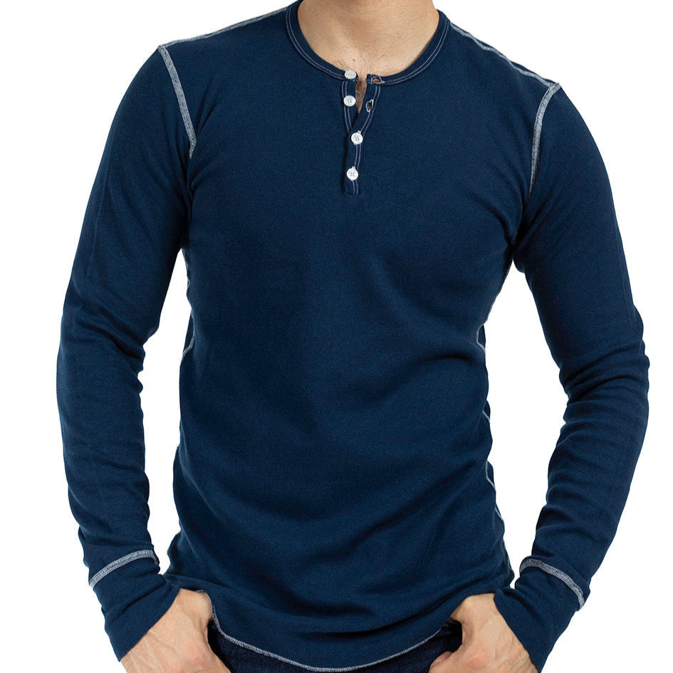 Sailor Navy Baby Thermal Long Sleeve Henley Shirt