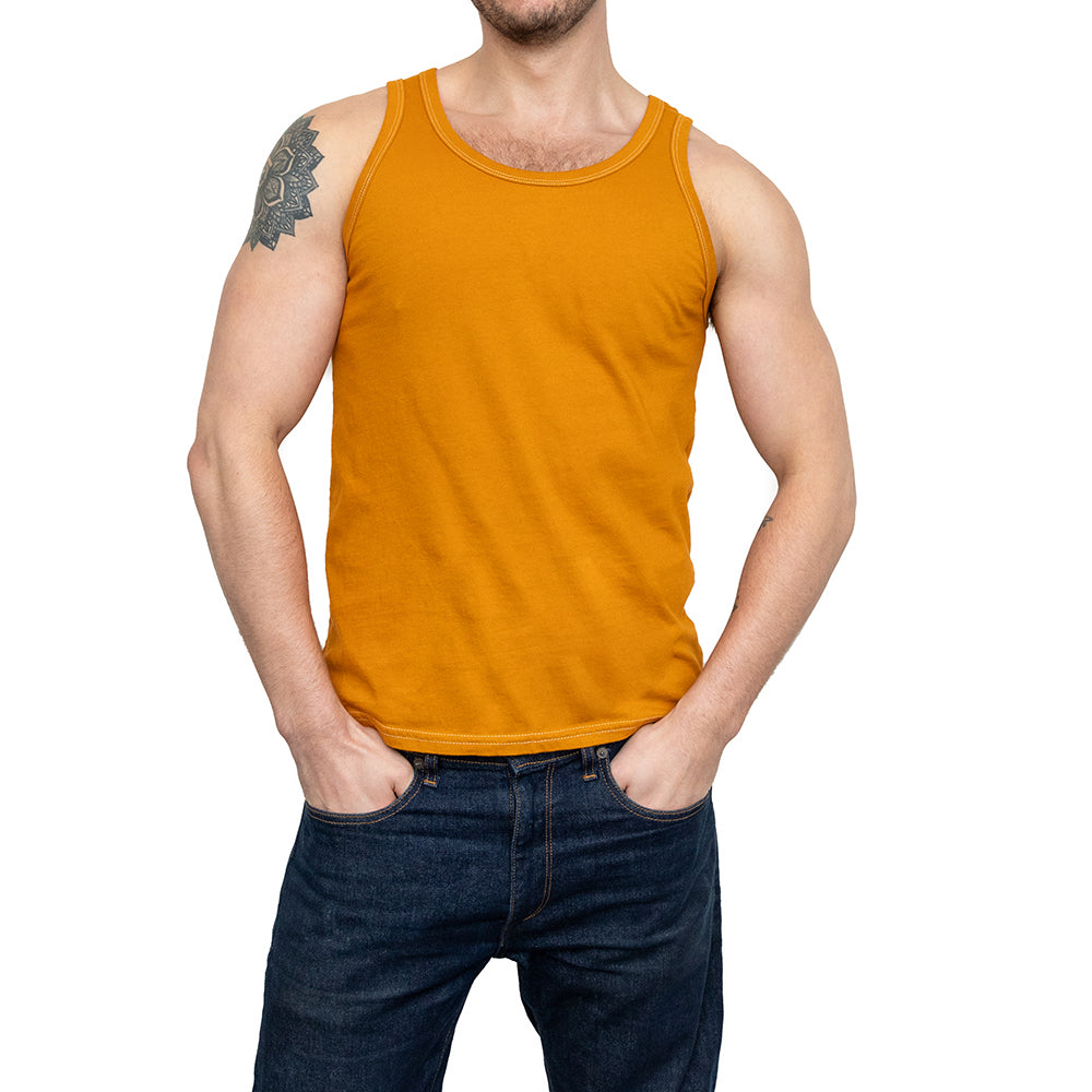 The "Bruiser" Cotton Tank Top in Varsity Gold (SIZE S)