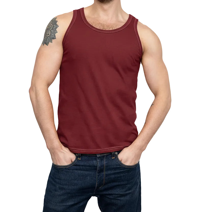 The "Bruiser" Cotton Tank Top in Red Wine