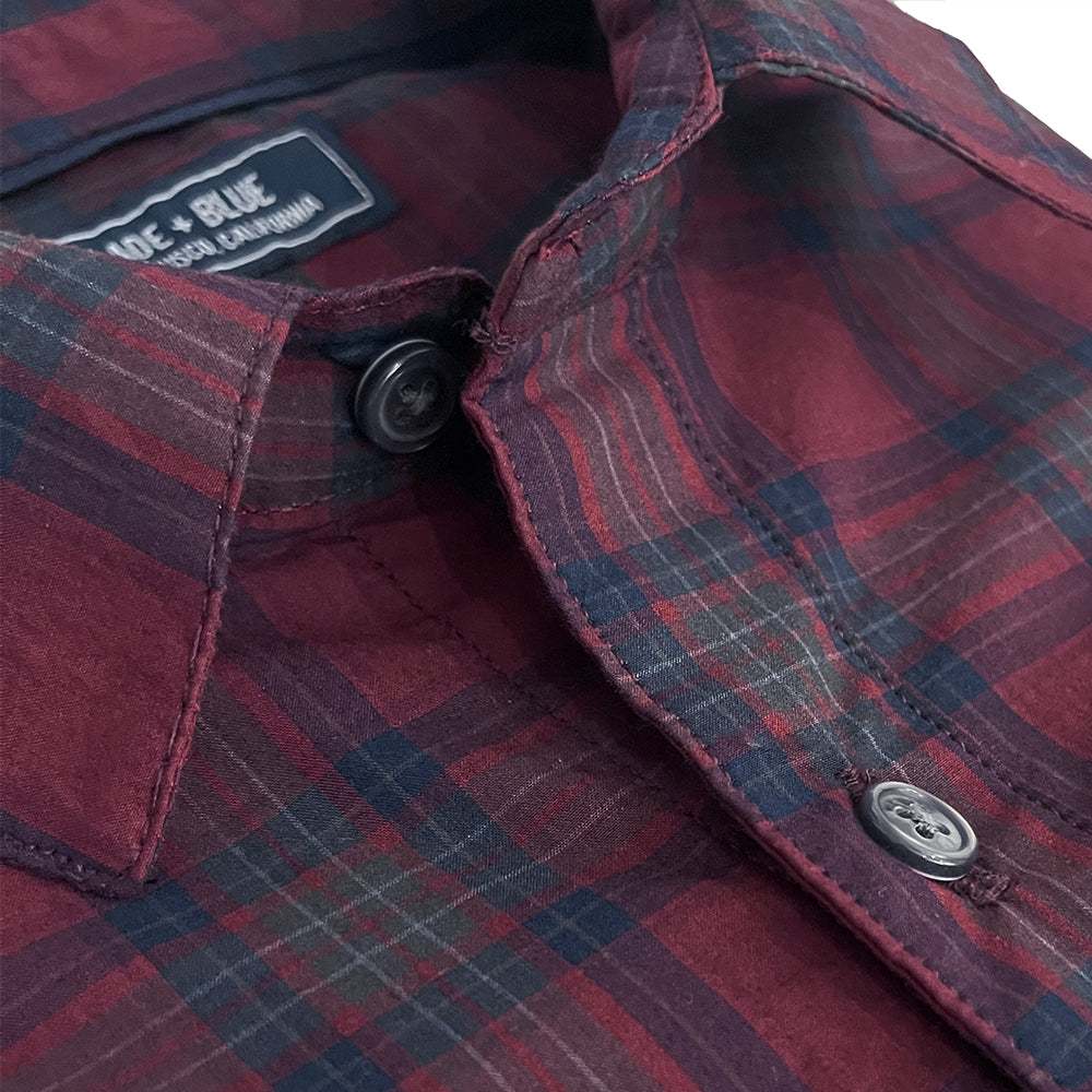 JESSE Long Sleeve Shirt in Navy Red Plaid