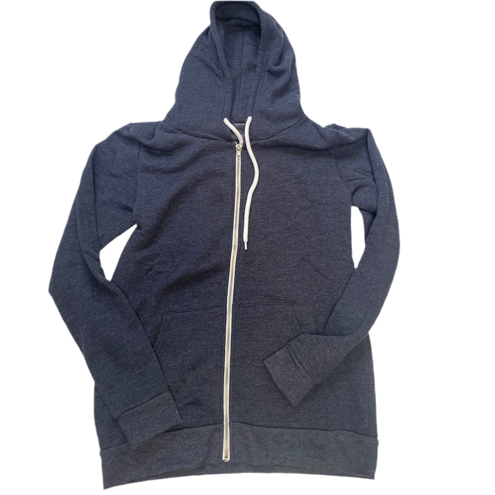 Sample Sale B3: Navy Blue Cotton/Poly Full Zip Hood Size SMALL