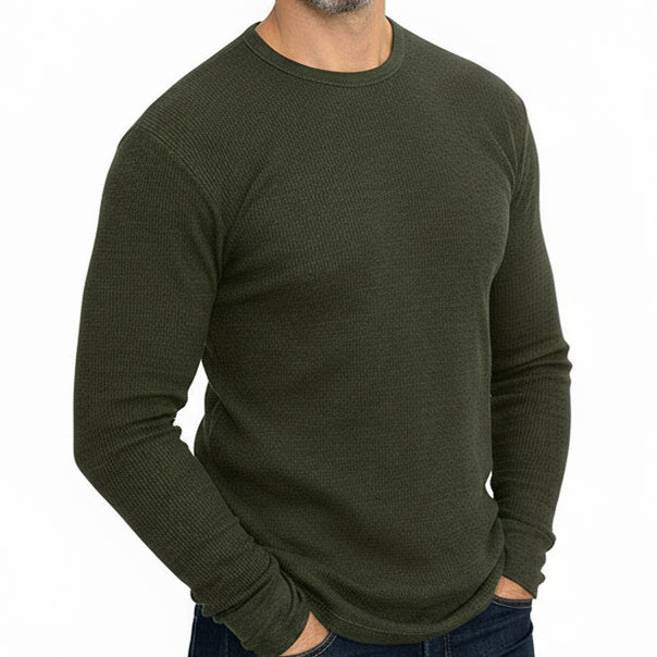 Dark Army Organic Cotton Blend Waffle Stitch Thermal Shirt