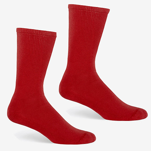 Solid Ribbed Crew Sock in Honeymoon Red - Made in USA