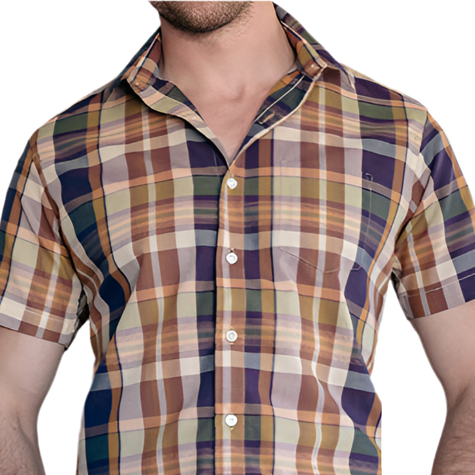 DANTE Short Sleeve Shirt in Madras Plaid (Size L)