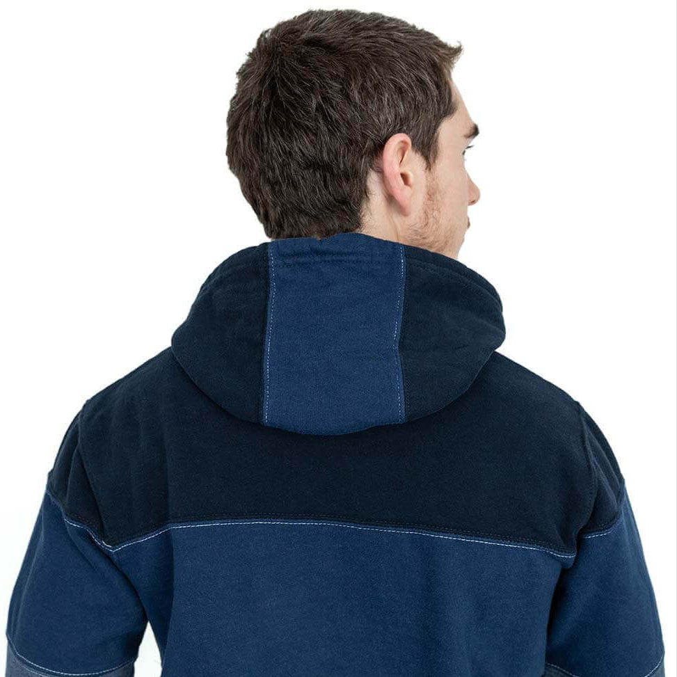 Blue Colorblock Stripe Popover Hoodie