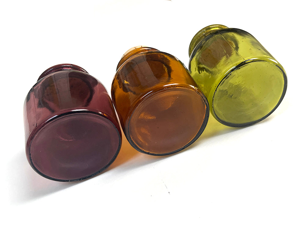 Vintage Colored Glass Apothecary Jars Set