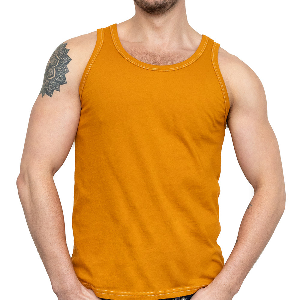 The "Bruiser" Cotton Tank Top in Varsity Gold (SIZE S)