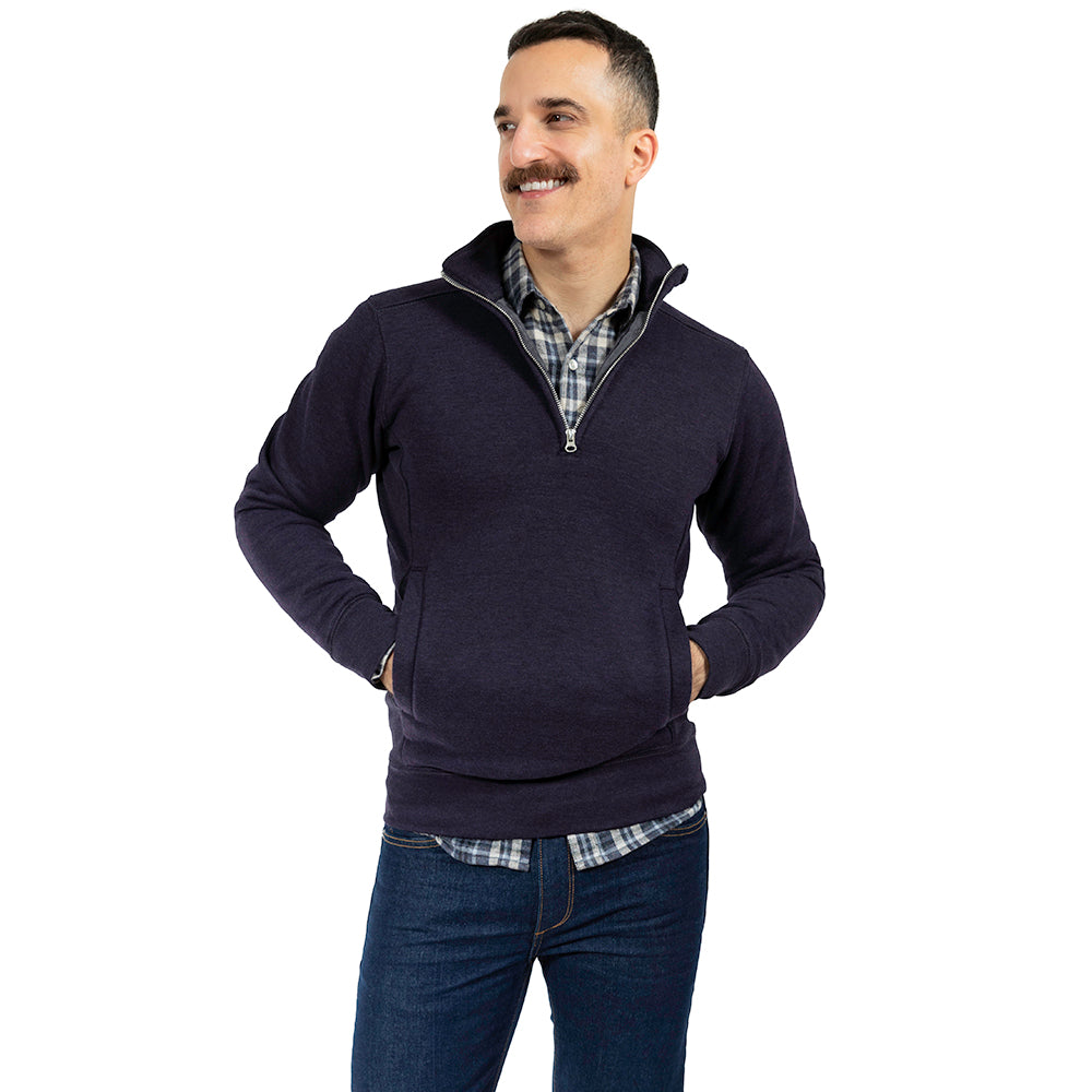 Fleece Quarter Zip With Pockets in Black Cherry