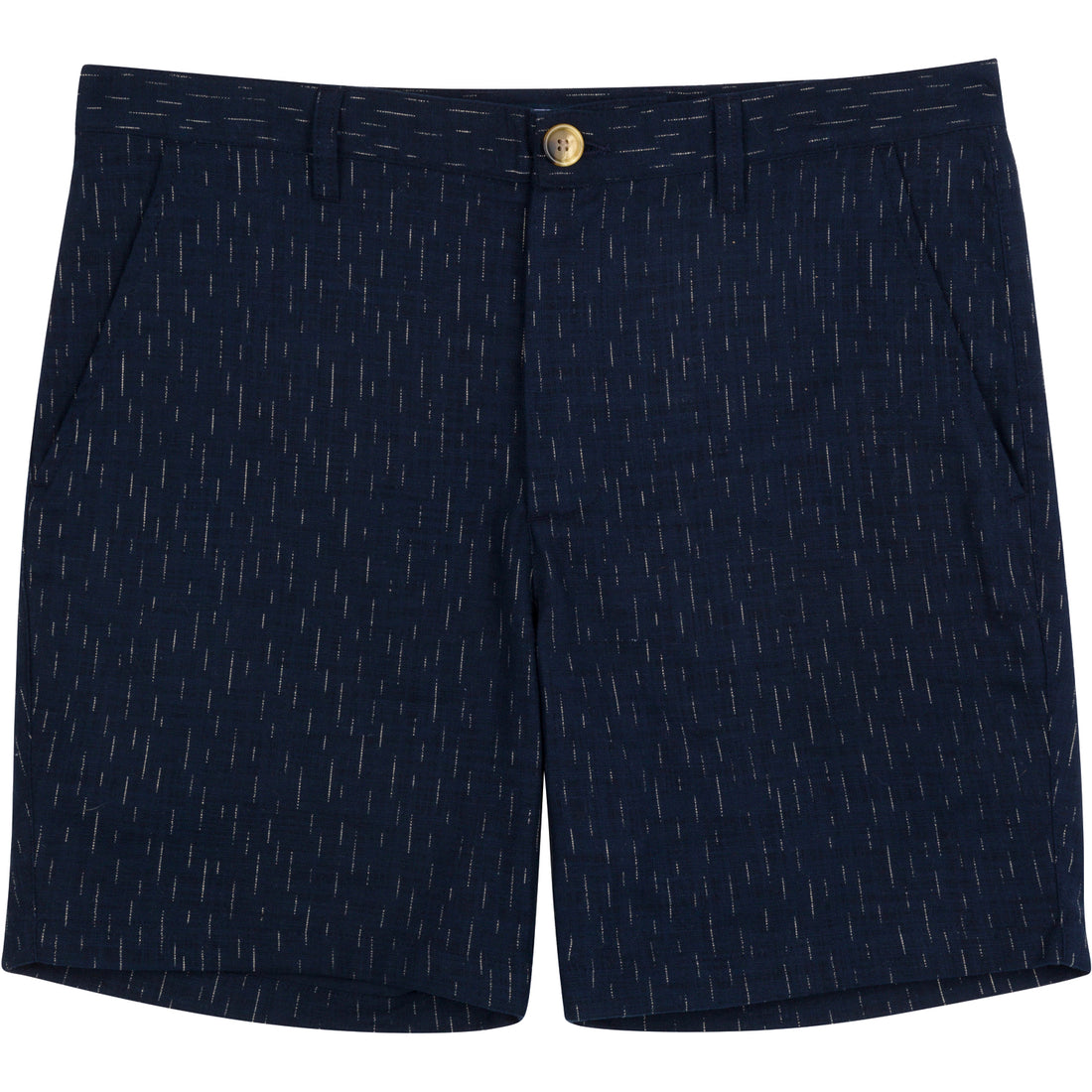 Dark Indigo Blue Japanese Cascading Rays Print Cotton Shorts - Made in USA