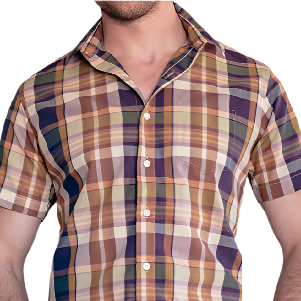 DANTE Short Sleeve Shirt in Madras Plaid (Size L)