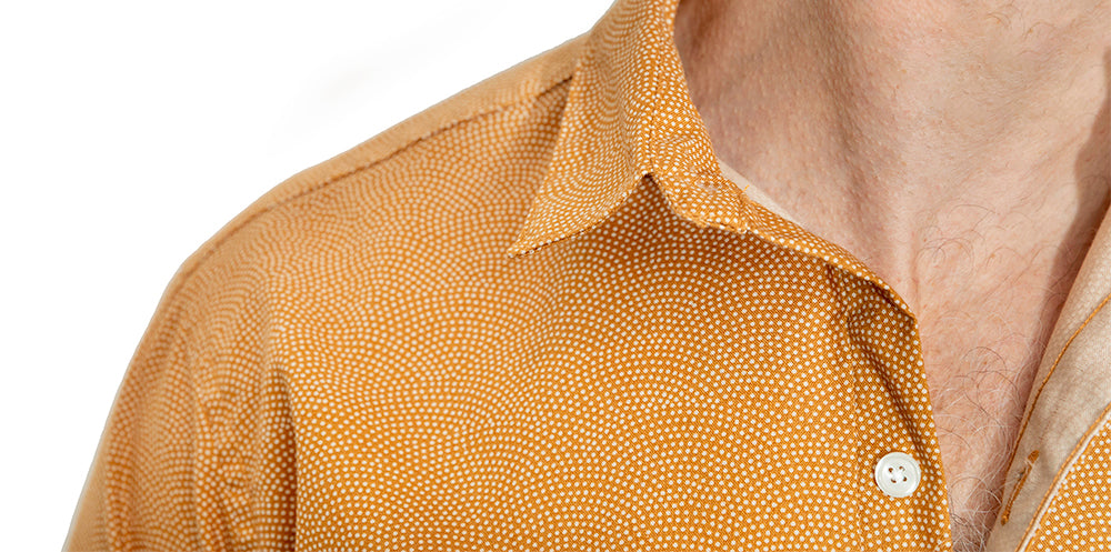 DAVEY Short Sleeve Shirt in Golden Camel Japanese Wave Print