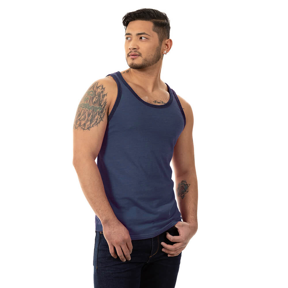 "Varsity Tank" Tri-Blend Tank Top in True Blue Heather (Size XL)