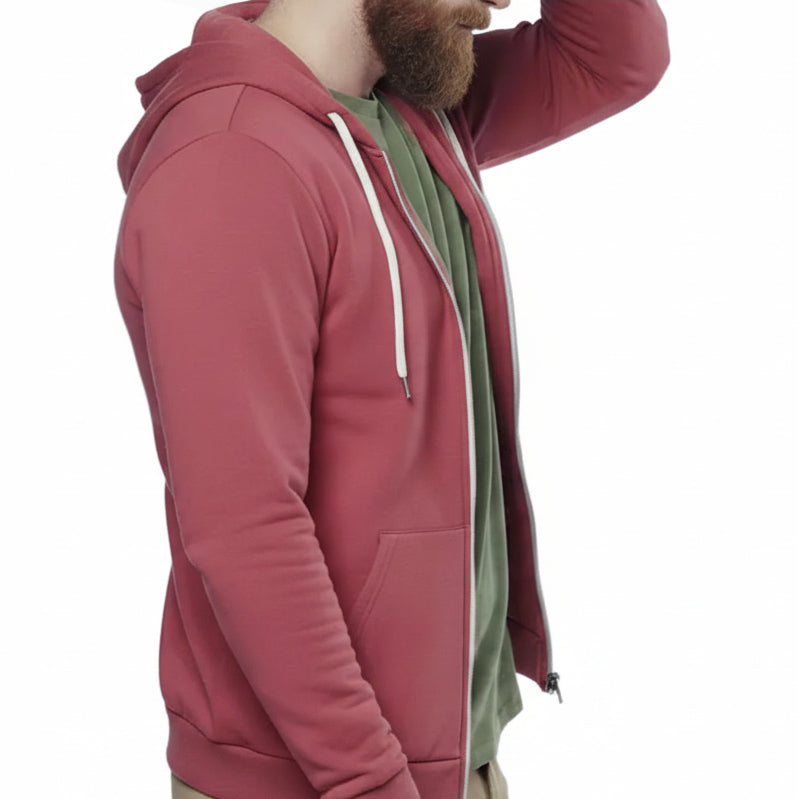 The "Starter" Full Zip 50/50 Hoodie in Red Wine