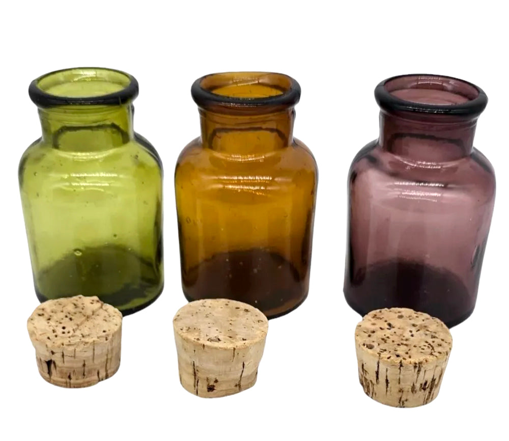 Vintage Colored Glass Apothecary Jars Set