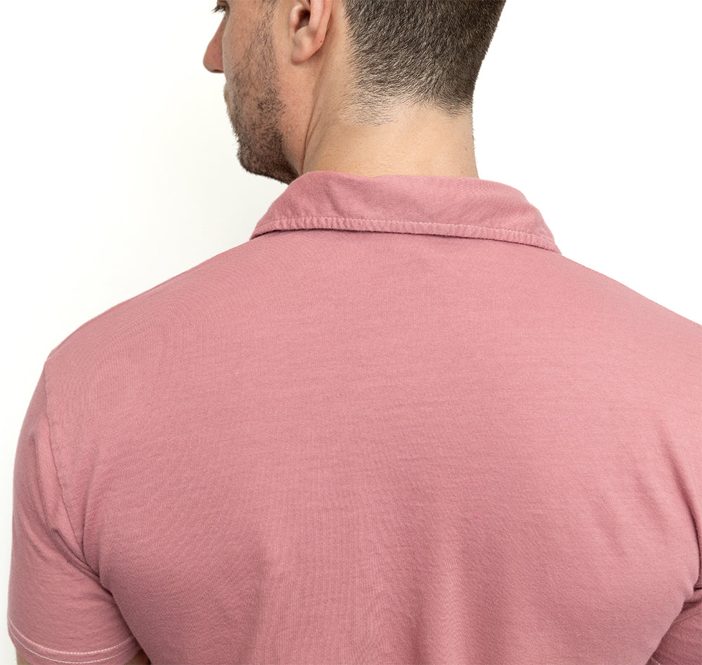 THE "HURLER" Organic Cotton Jersey Polo Shirt in Sweet Pink
