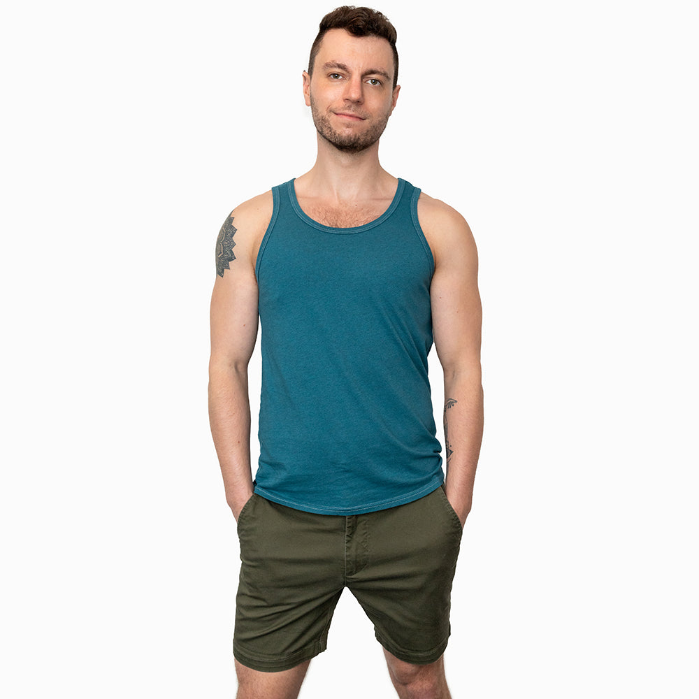The "Bruiser" Cotton Tank Top in Teal Blue