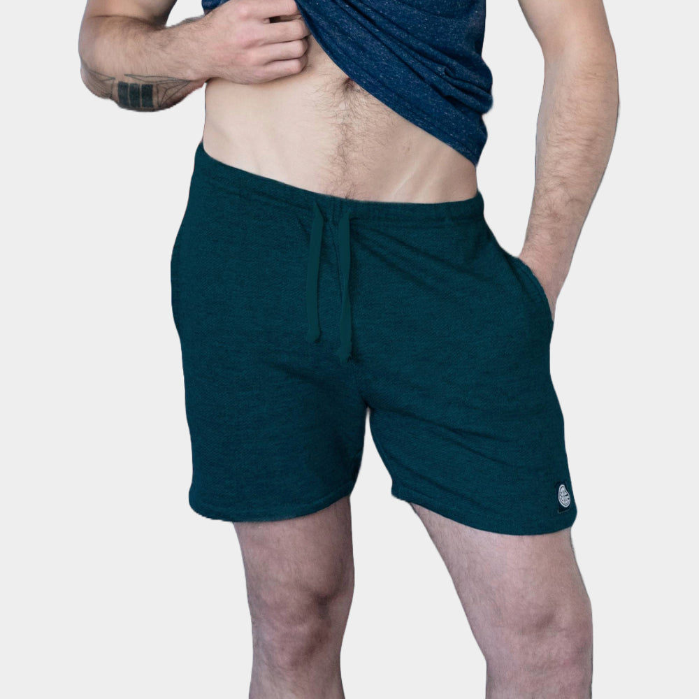 The Cruiser French Terry 5" Varsity Sweat Shorts in Crystal Teal Blue - Made In USA
