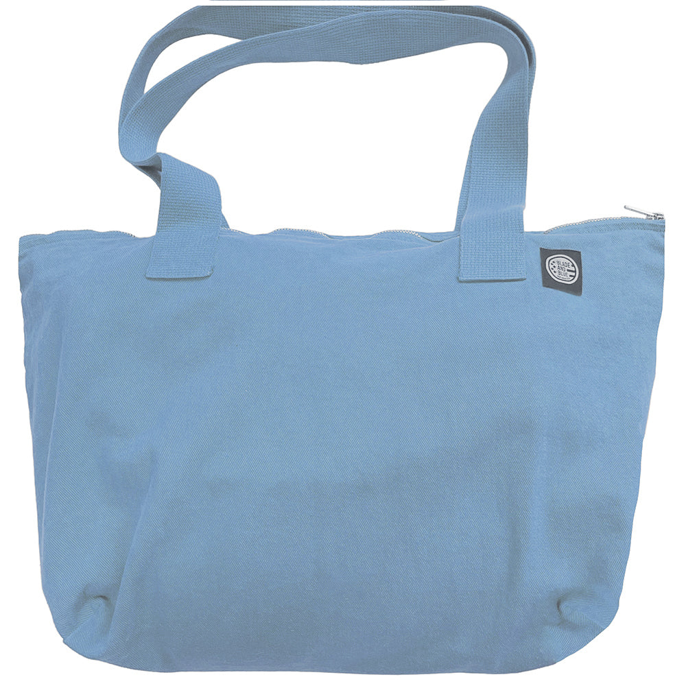 Zip-Top Tote Bag in Sky Blue Cotton Canvas
