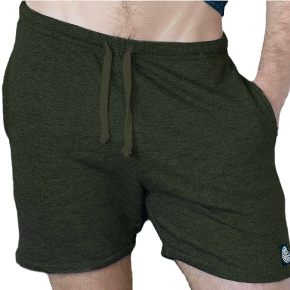 The Cruiser French Terry 5" Varsity Sweat Shorts in Dark Army Green - Made In USA