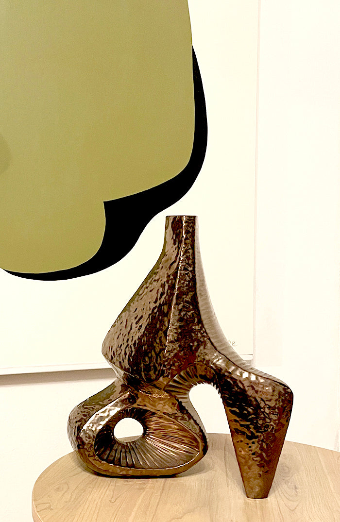 Vintage Jonathan Adler Brutalist Reform Pebbled Sculpture Vase