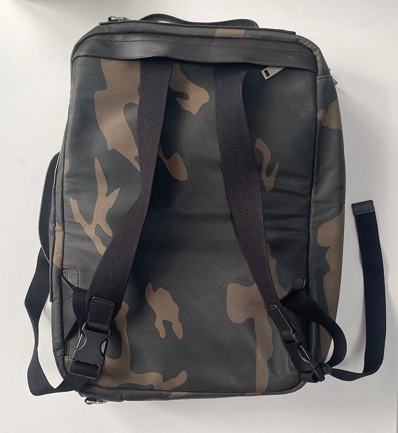 Jack Spade Camouflage & Leather Backpack / Briefcase Hybrid Bag