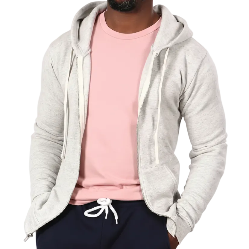 White Heather Salt & Pepper Full Zip Hoodie