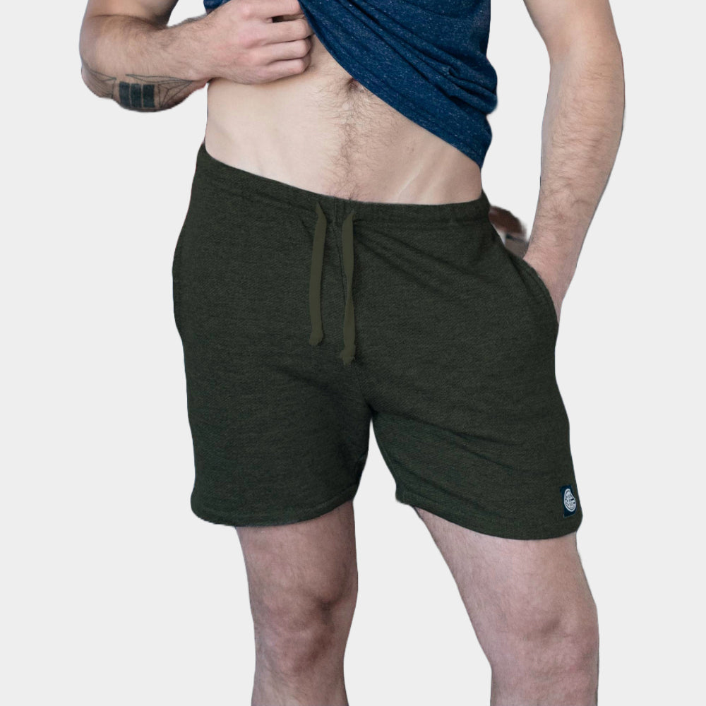 The Cruiser French Terry 5" Varsity Sweat Shorts in Dark Army Green - Made In USA