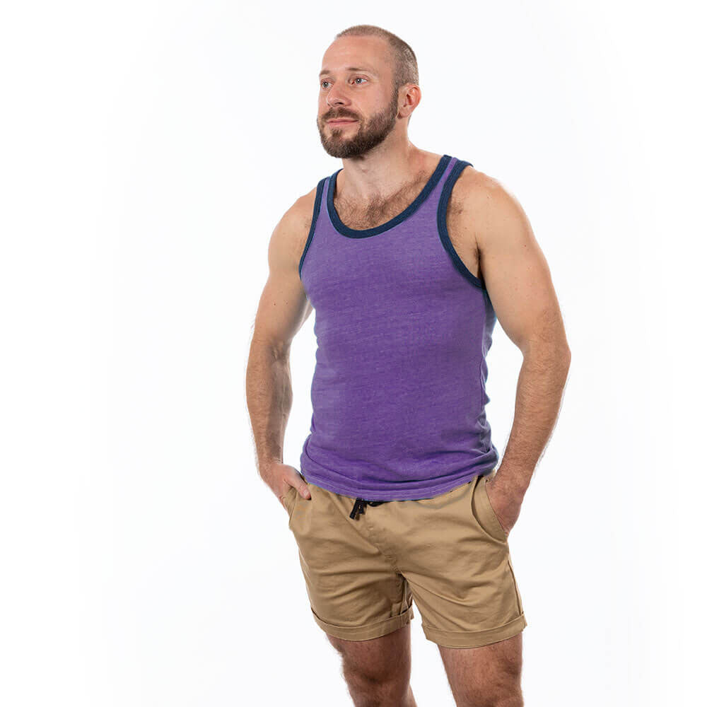 "Varsity Tank" Tri-Blend Tank Top in Purple Grape Heather