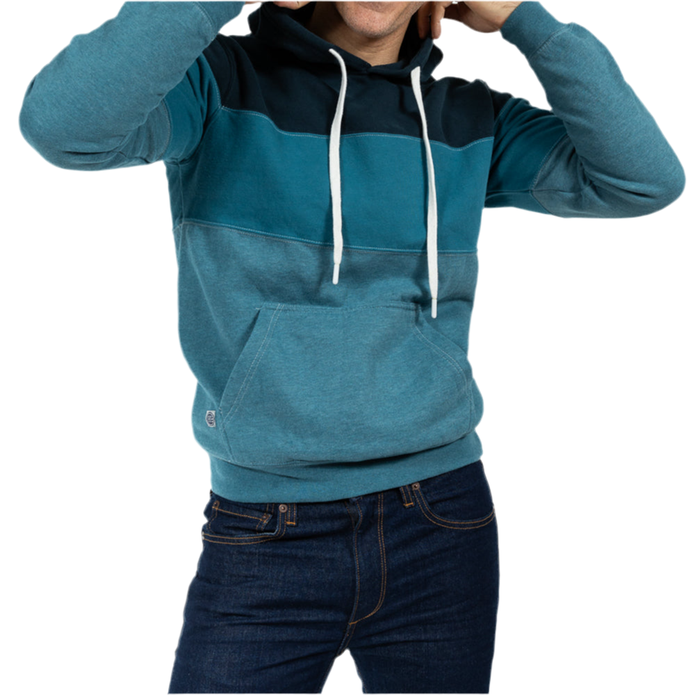 Teal Colorblock Stripe Popover Hoodie