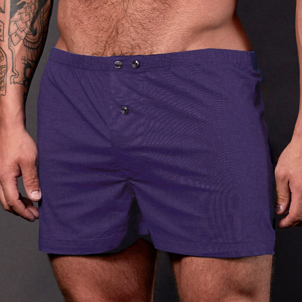 “COOPER" - Solid Deep Purple Slim-Cut Boxer Short - Made In USA