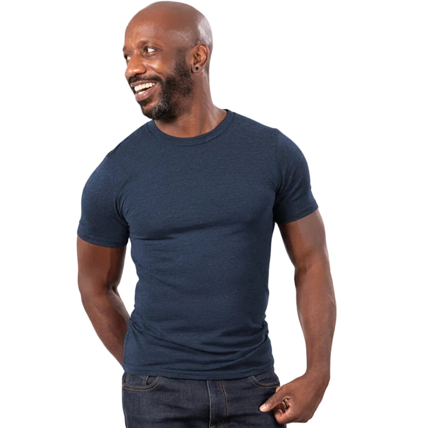 "ARCHER": Blue Marled Tri Blend T-Shirt