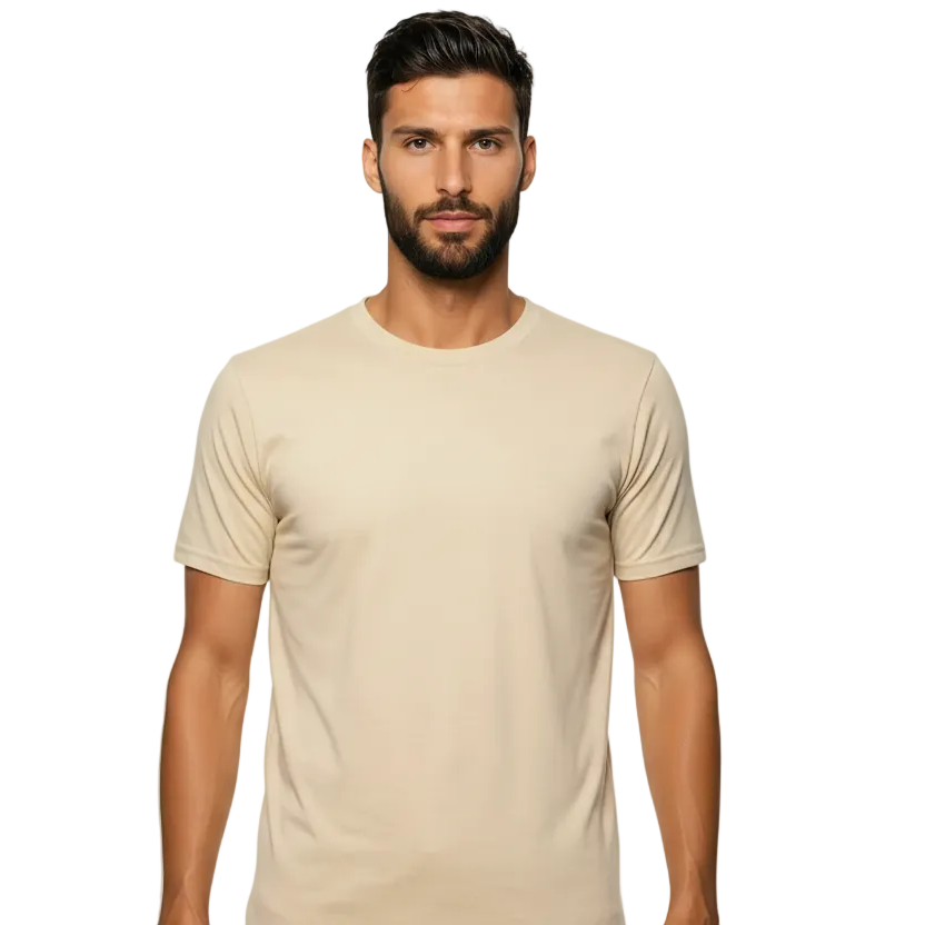 "Kicker" : Light Champagne Cotton T-Shirt