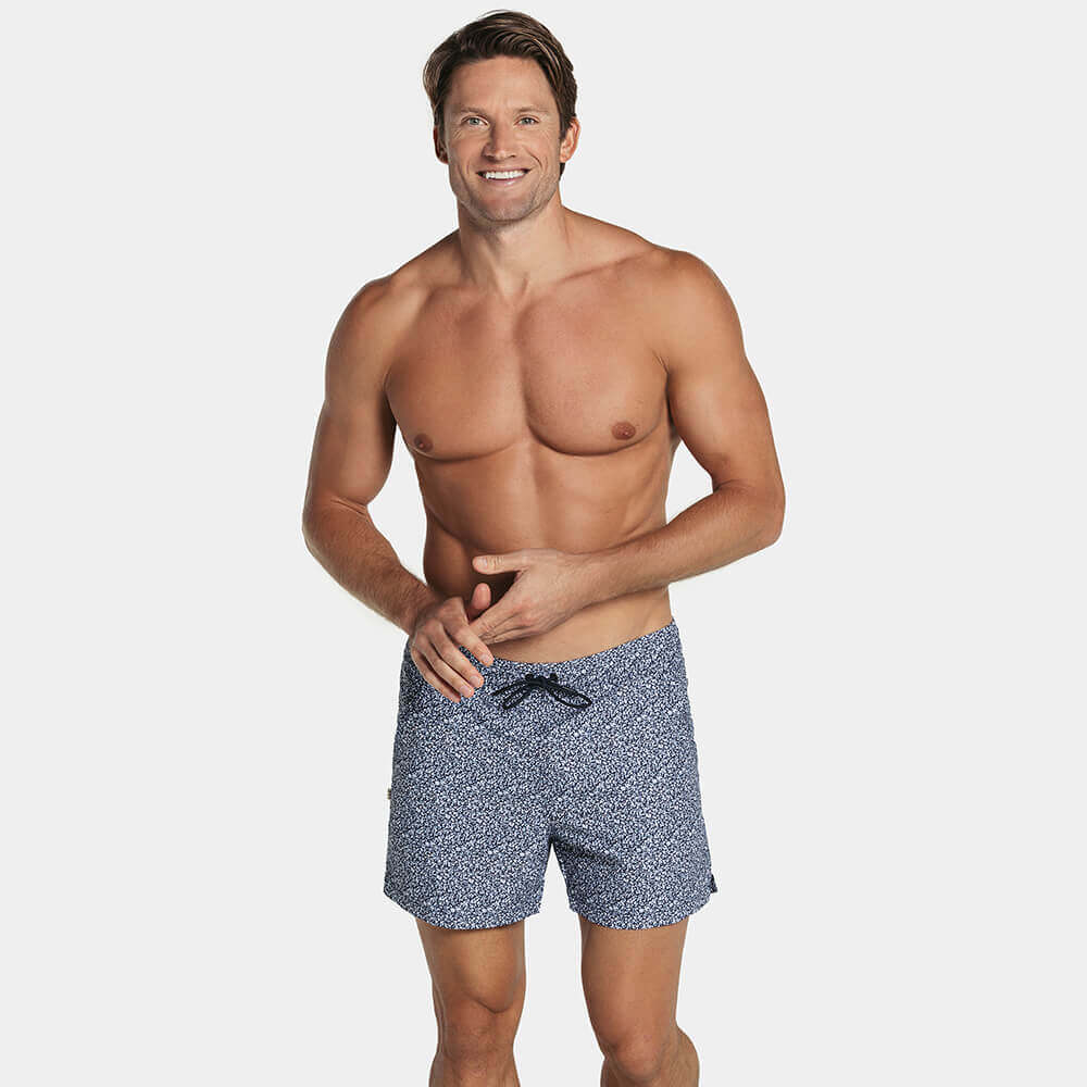 5" Inseam Swim Trunk in Blue Mini Floral