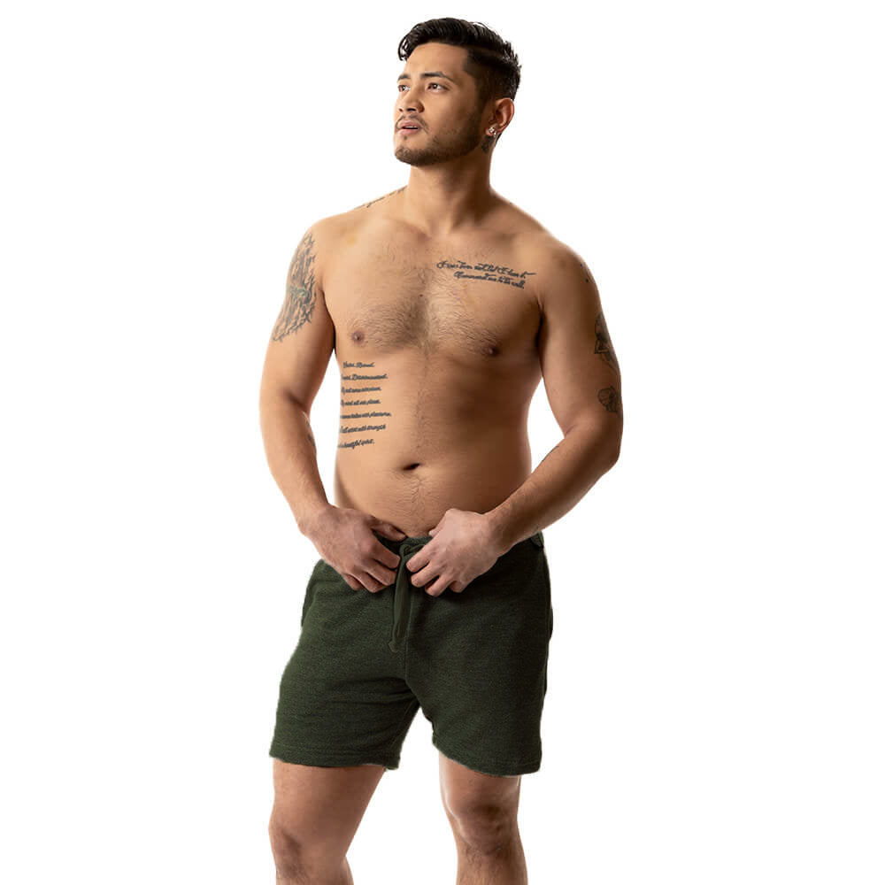 The Cruiser French Terry 5" Varsity Sweat Shorts in Dark Army Green - Made In USA