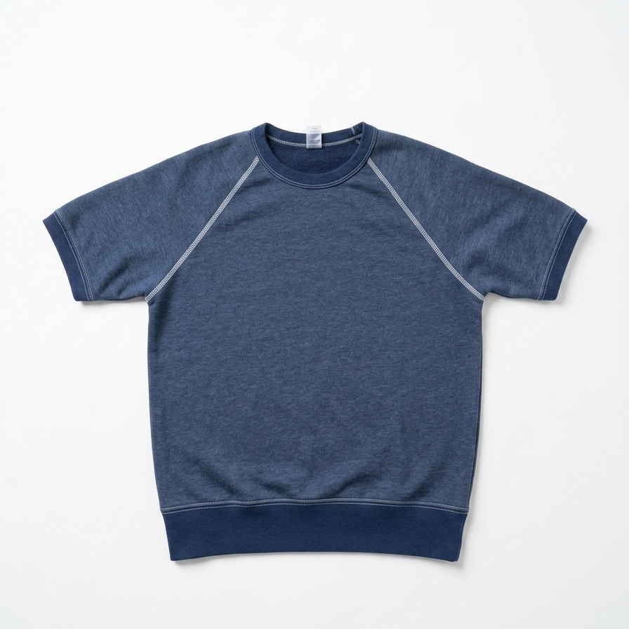 "HOLDER" Short Sleeve French Terry Short Sleeve Crewneck Sweatshirt in Blue