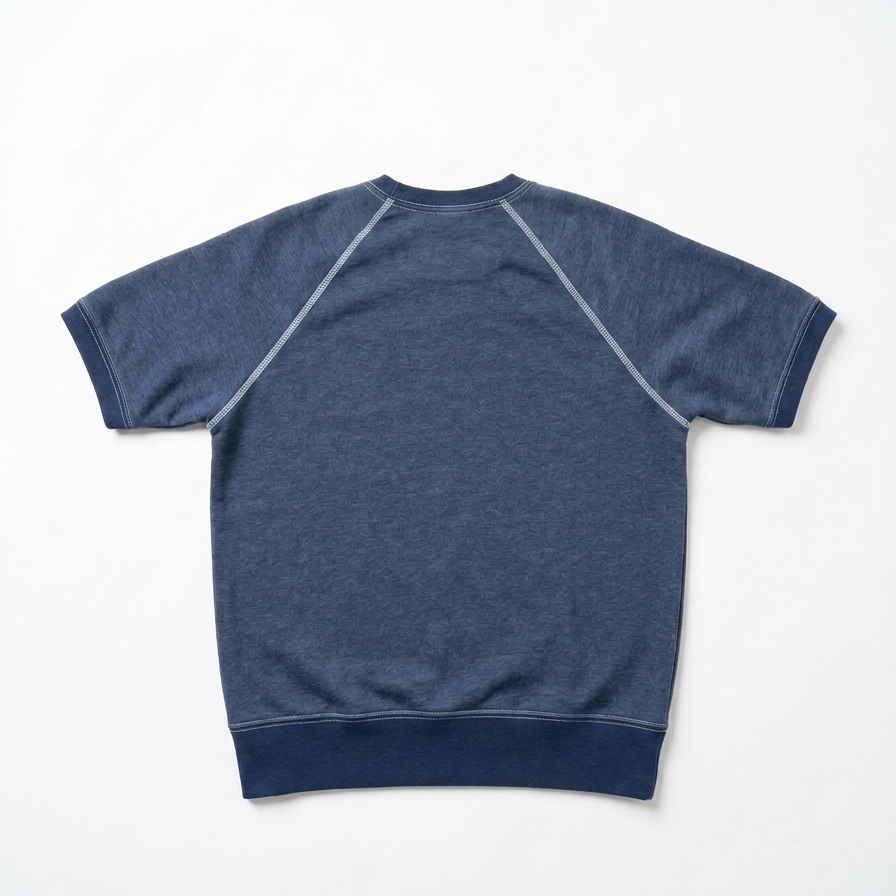 "HOLDER" Short Sleeve French Terry Short Sleeve Crewneck Sweatshirt in Blue