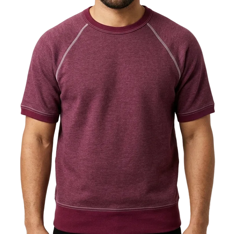 "HOLDER" Short Sleeve French Terry Short Sleeve Crewneck Sweatshirt in Wine......
