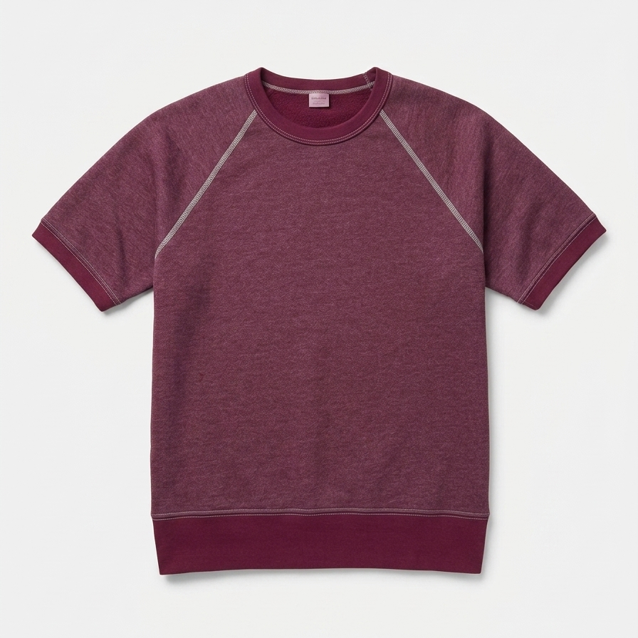 "HOLDER" Short Sleeve French Terry Short Sleeve Crewneck Sweatshirt in Wine......