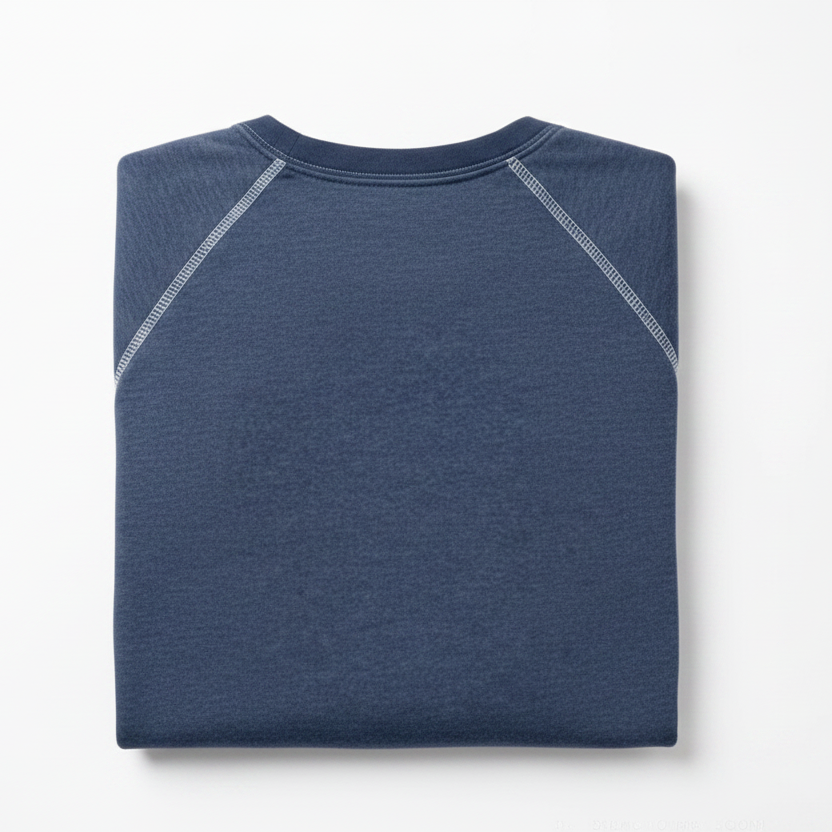 "HOLDER" Short Sleeve French Terry Short Sleeve Crewneck Sweatshirt in Blue